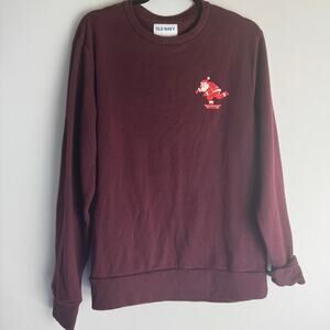Old Navy Men Christmas Holiday Long‎ Sleeve Sweater Burgundy X-Large Crew Neck